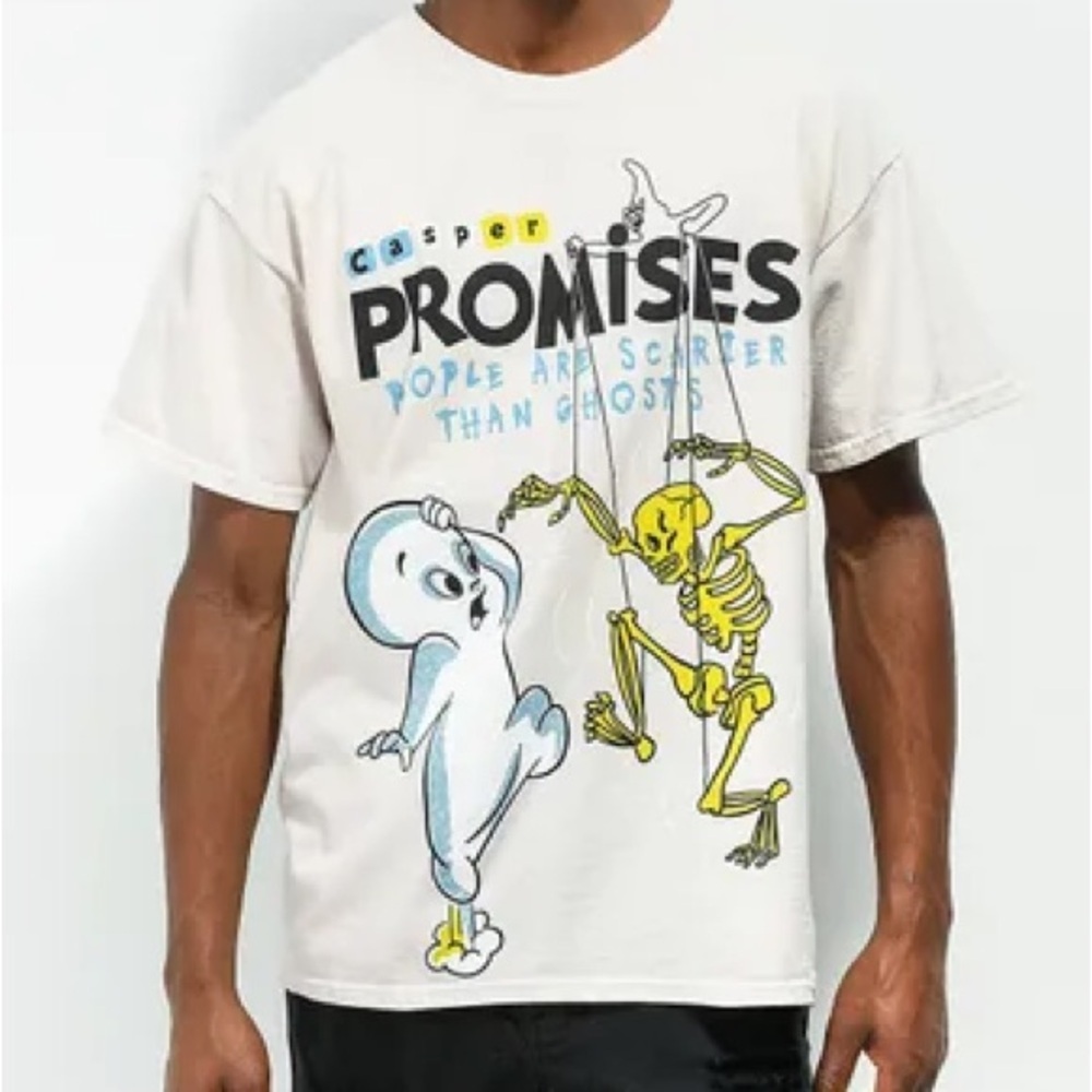 Broken Promises X Casper People Are Scarier Than Ghosts T Shirt Cream Size Small